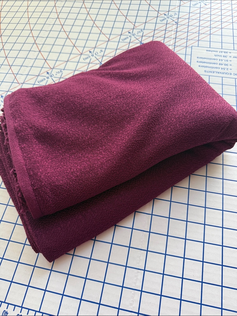 Vintage Textured Stretch Knit Fabric 3 2/3 Yds Burgundy Wine Plum 52”